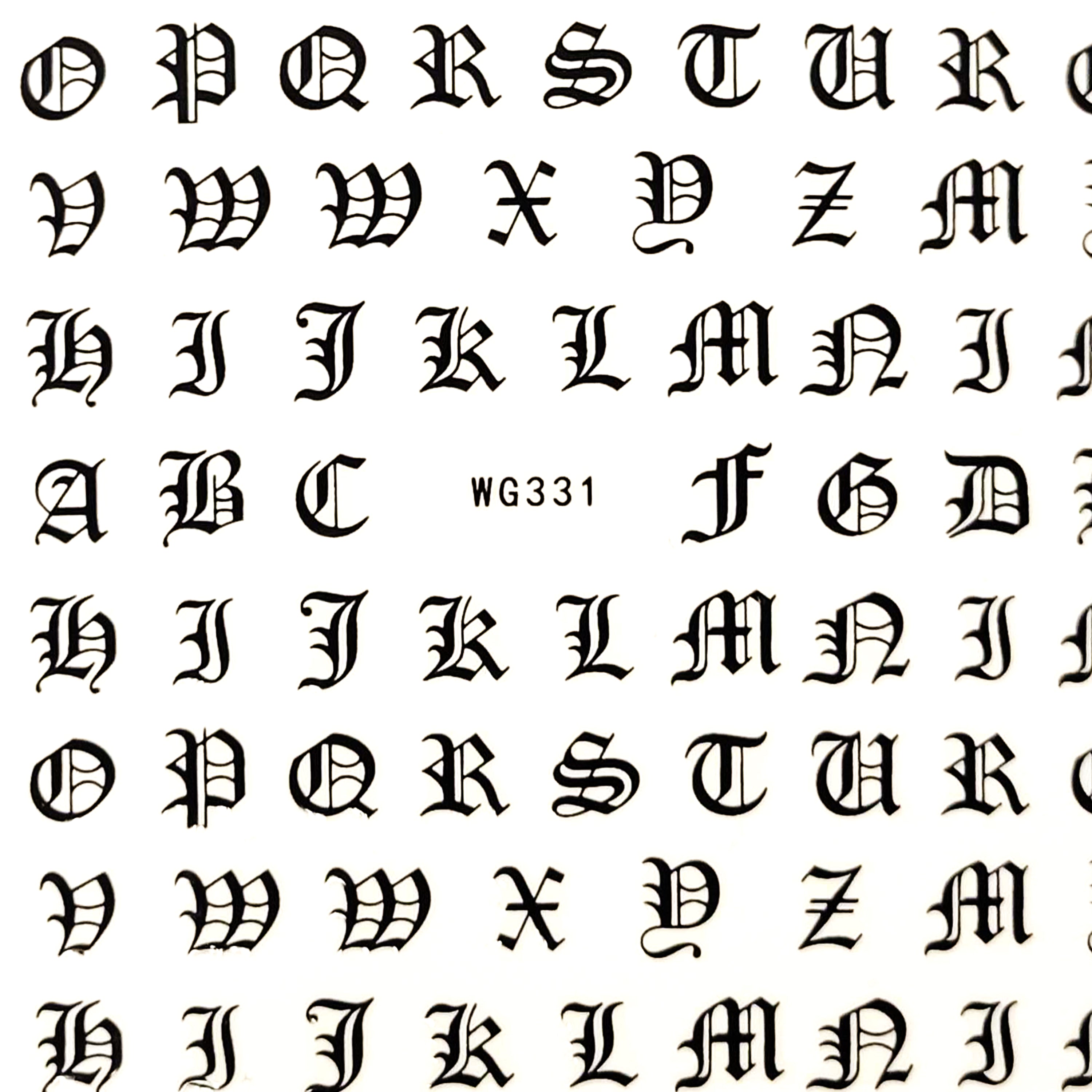Old English Letters Nail Art Stickers - Bio Seaweed Gel USA