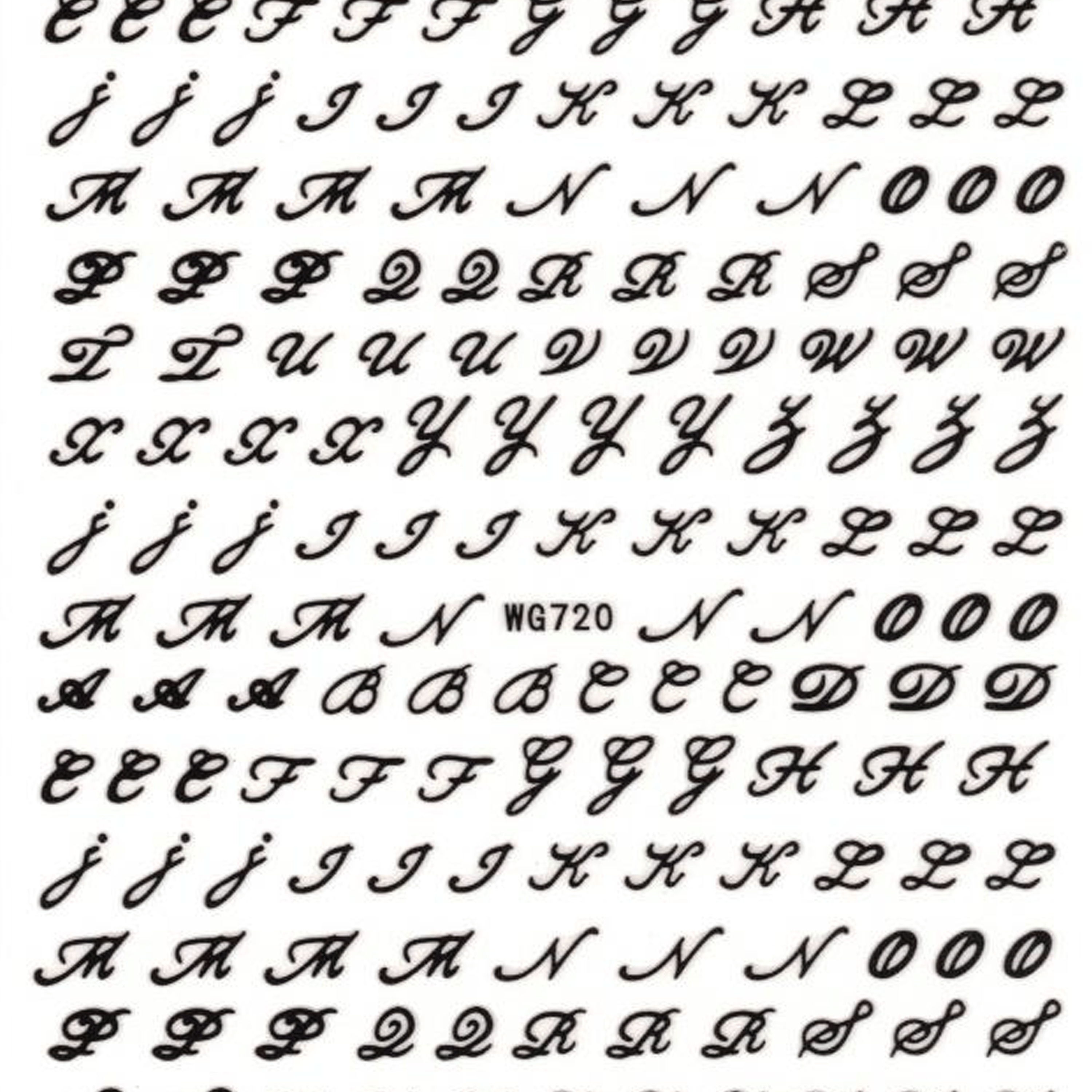 Fancy Cursive Letters Nail Art Stickers - Bio Seaweed Gel USA