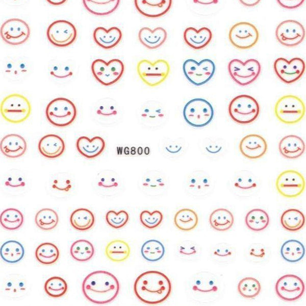 Kawaii Smiley Face Nail Art Stickers - Bio Seaweed Gel USA