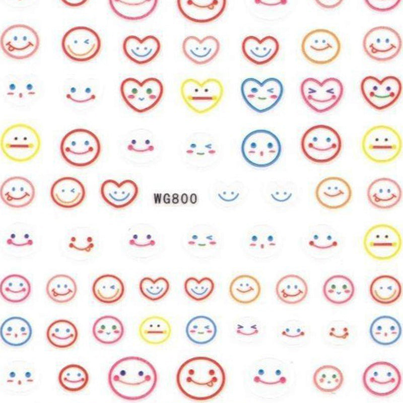 Kawaii Smiley Face Nail Art Stickers - Bio Seaweed Gel USA