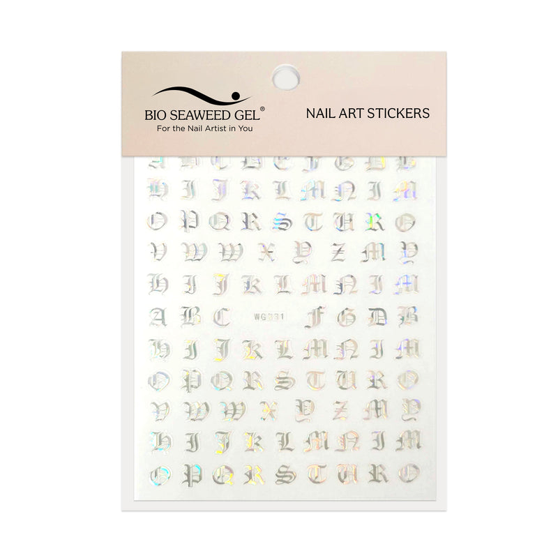 Old English Letters Nail Art Stickers - Bio Seaweed Gel USA