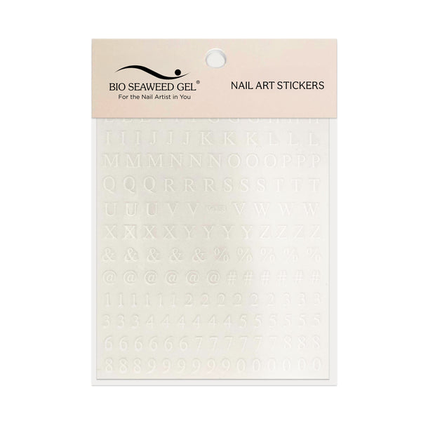 Roman Letters and Numbers Nail Art Stickers - Bio Seaweed Gel USA